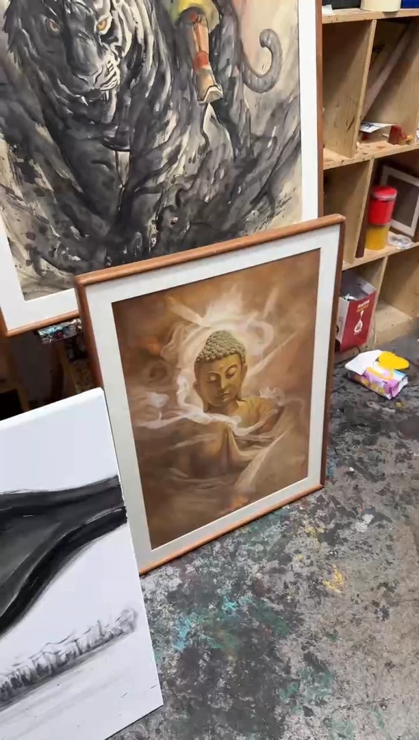 丙烯画阿*廖老师FO精装裱