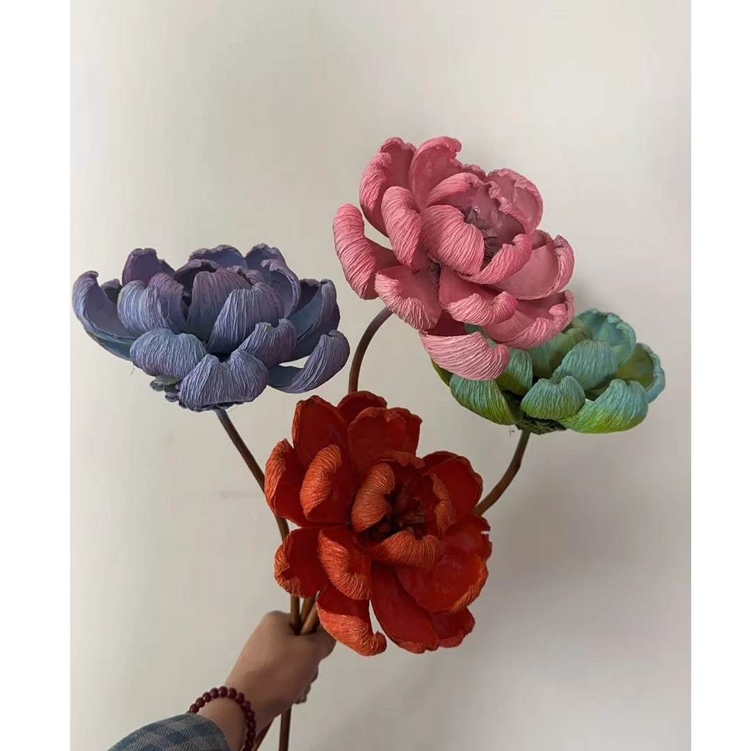 油画莲手工植物果壳花（单支）