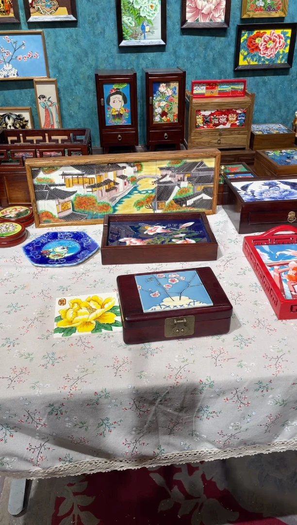 陶瓷红木首饰盒带15*15画片（画片可选）
