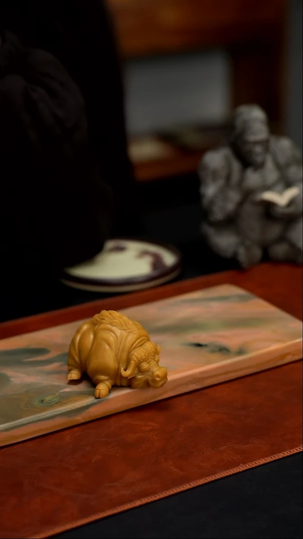 千石手工精品原石雕刻牛