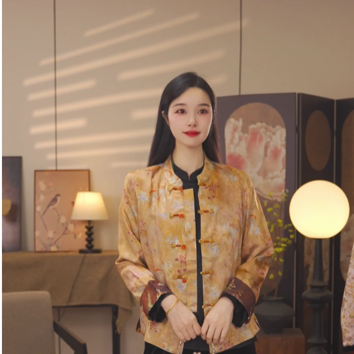 [锦金福年]2025新款春夏外套新中式宽松气质显瘦国风上衣女款