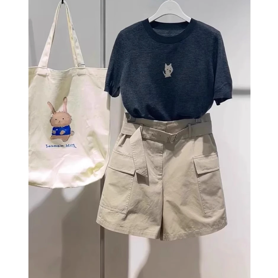 2025新款夏季小个子一整套韩系巨好看休闲短袖上衣工装短裤两件套
