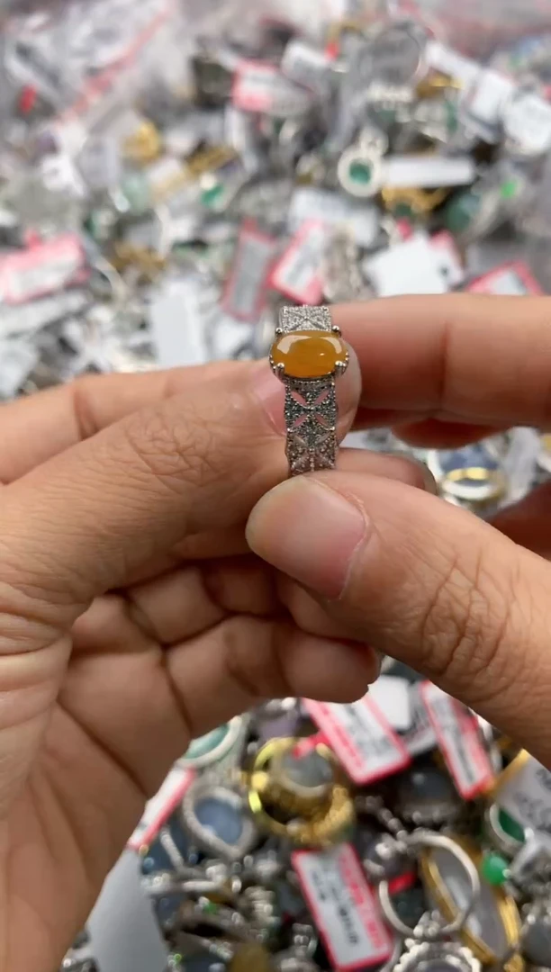 银S925镶嵌戒指翡翠888----3