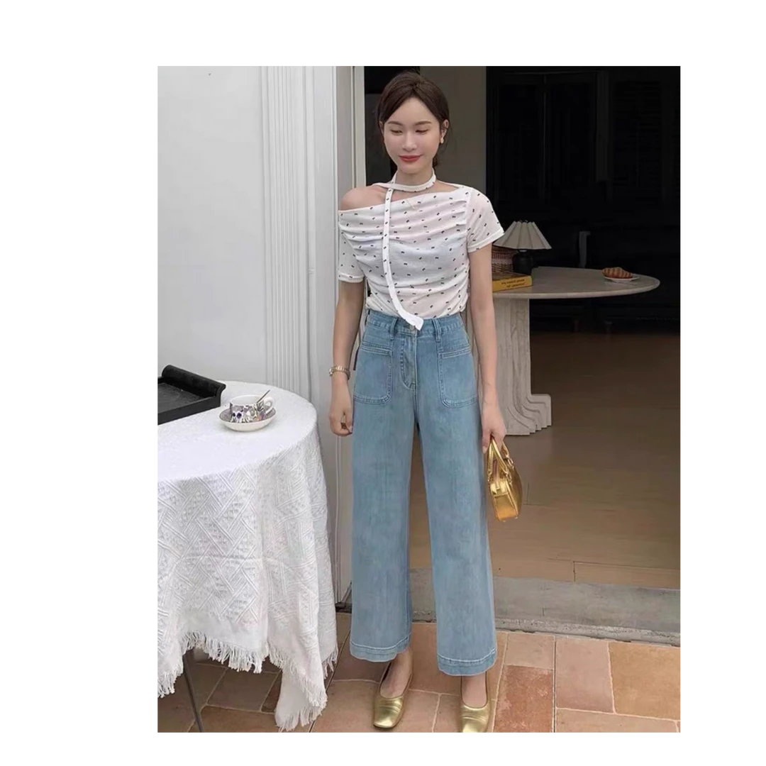 玲玲服饰·【89905】弹力·九分阔腿牛仔裤