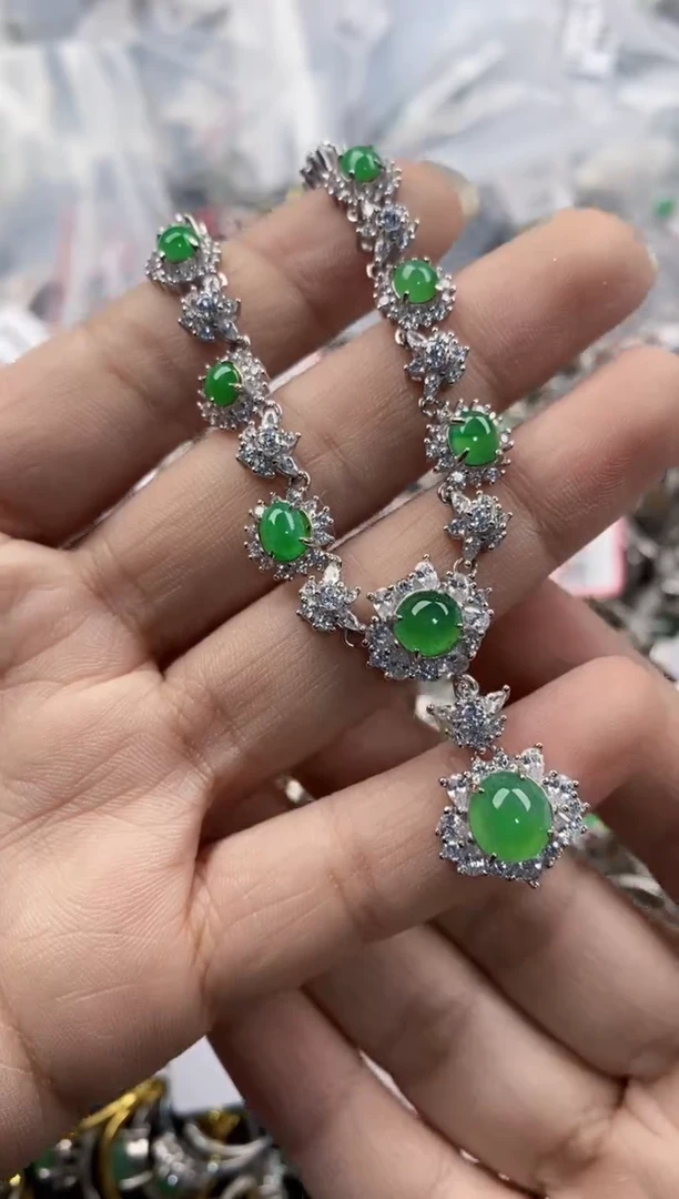 银S925镶嵌戒指翡翠333---7