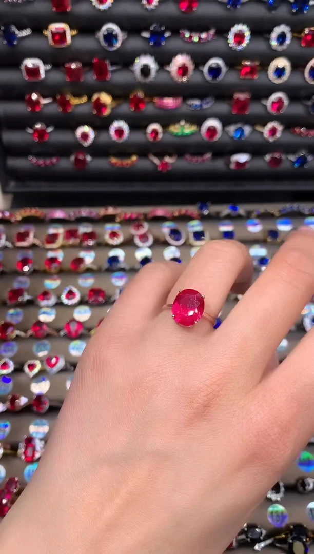 【闪购商品】红宝石戒指银S925镶嵌1012玫瑰金