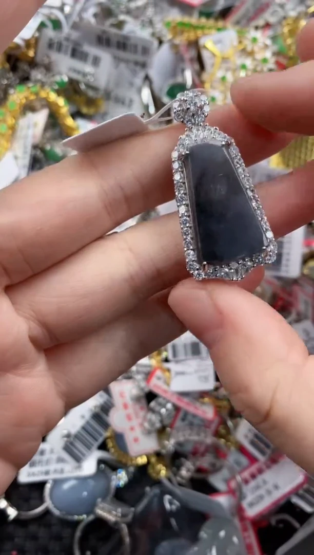 银S925镶嵌戒指翡翠7777----6