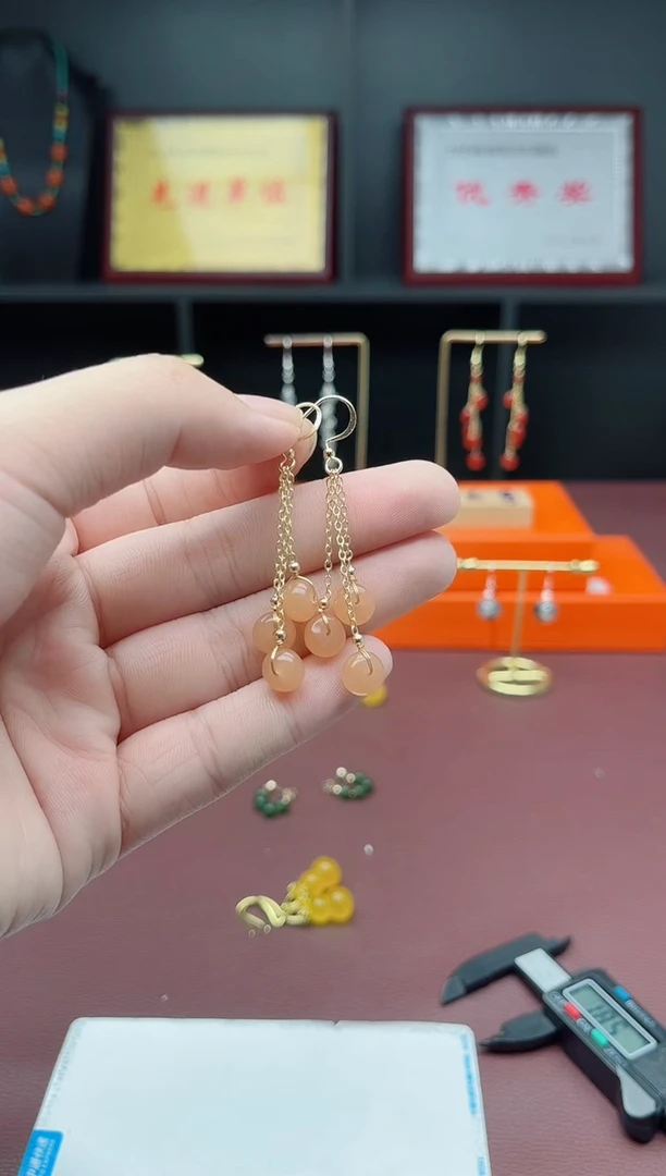 银S925镶嵌耳饰玛瑙/玉髓X35