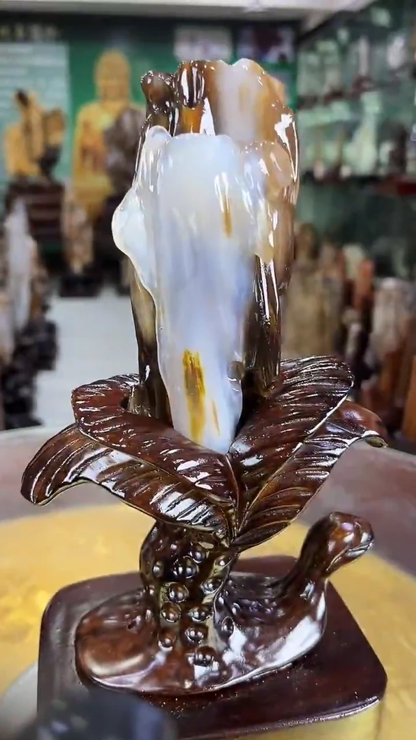 缅甸天然树化玉摆件