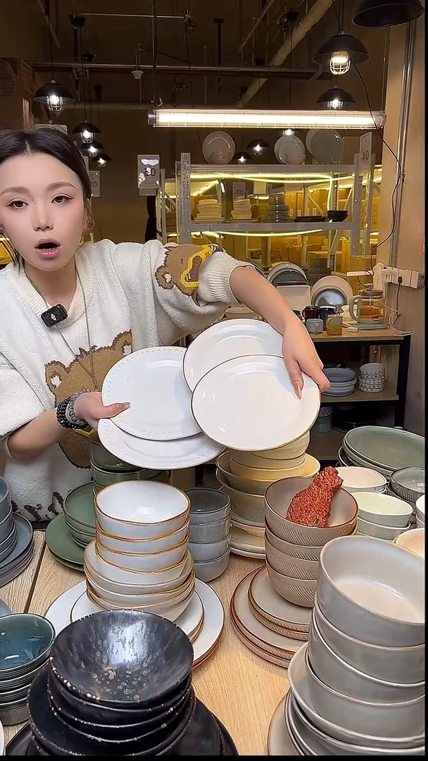 瓷67（四件套）外贸尾货窑变釉下彩默外微瑕