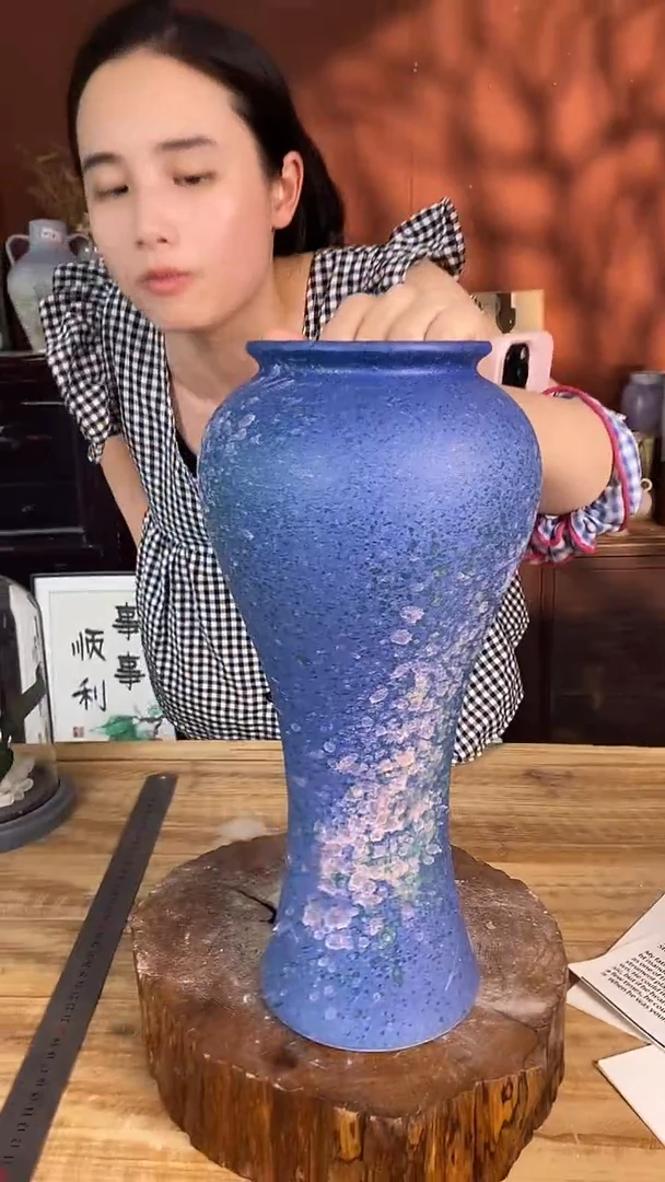 摆件景德镇高温陶瓷花器012（口径10*高度32）