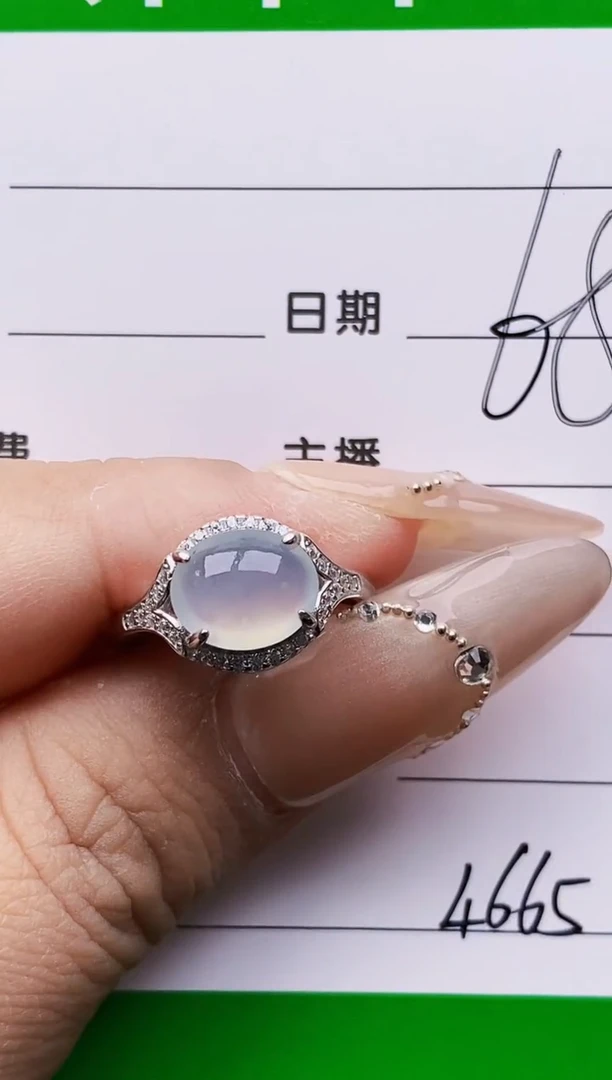 银S925镶嵌戒指翡翠4665