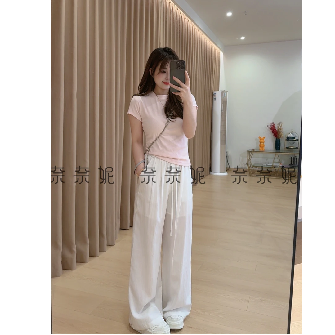 奈奈妮【休闲假日】100天丝裤夏季休闲裤纯色窄版直筒时尚百搭62911