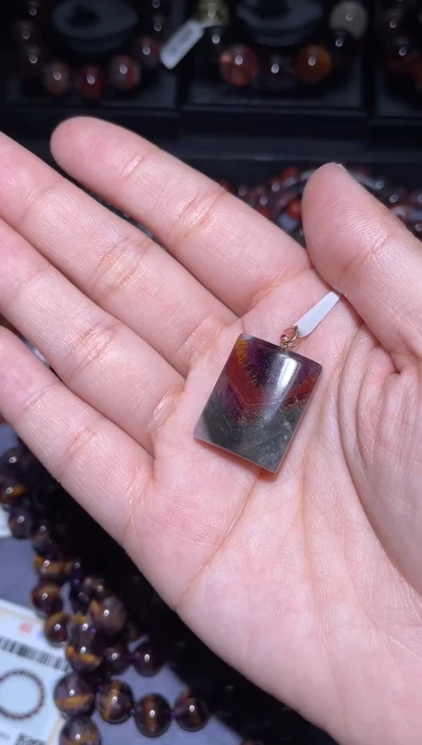 【闪购商品】水晶无事牌18K金镶嵌极光无事牌