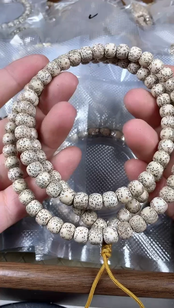 手串星月菩提原生态石玉料108长串8*7（带月）