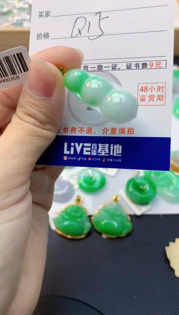 颈饰18K金镶嵌翡翠天然缅甸A货翡翠