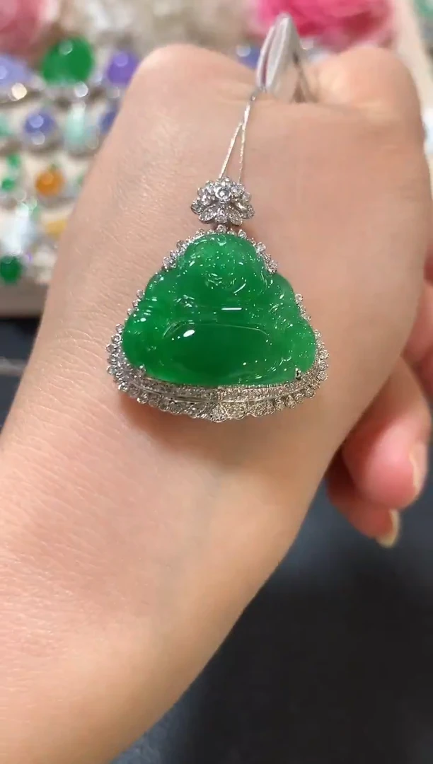 吊坠(不含链)18K金镶嵌翡翠z104