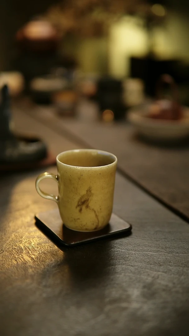 阿眠     云龙宋田手作黄釉铁绘咖啡杯