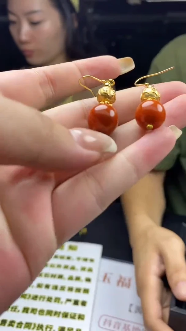 银S925镶嵌南红玛瑙耳饰多样性-耳饰-R1904