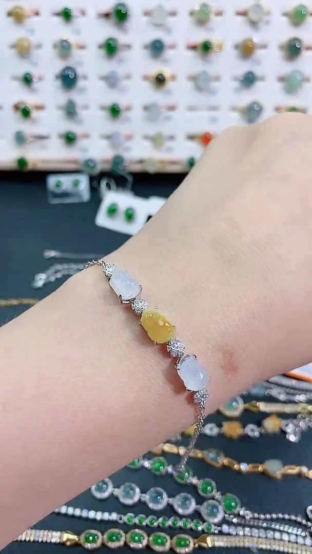 银S925镶嵌手链翡翠天然翡翠