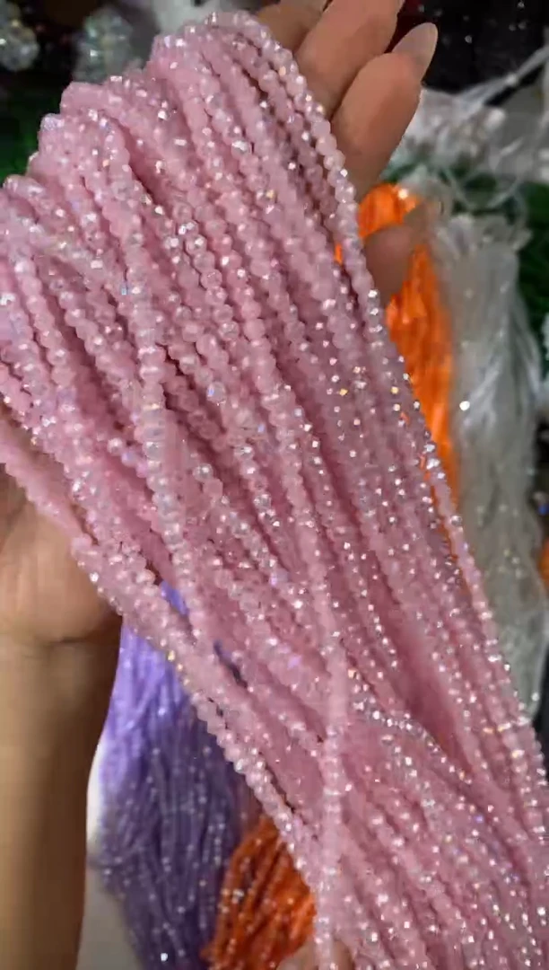 玻璃3019卡4水晶扁ab彩10条粉玉