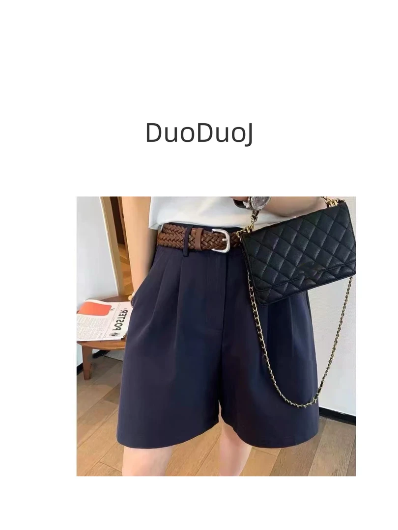 【DuoDuoJ】【短裤285】韩版休闲百搭显瘦高腰休闲裤简约休闲短裤