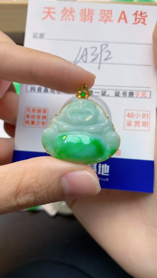 颈饰18K金镶嵌翡翠天然缅甸A货翡翠百元以上9元证书费自理