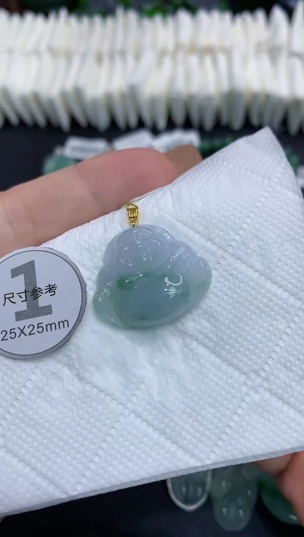 吊坠(不含链)18K金镶嵌翡翠11