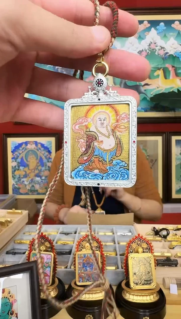 吊坠弥勒-热贡纯手绘周毛