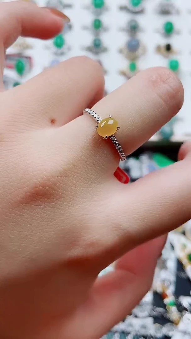 银S925镶嵌戒指翡翠3