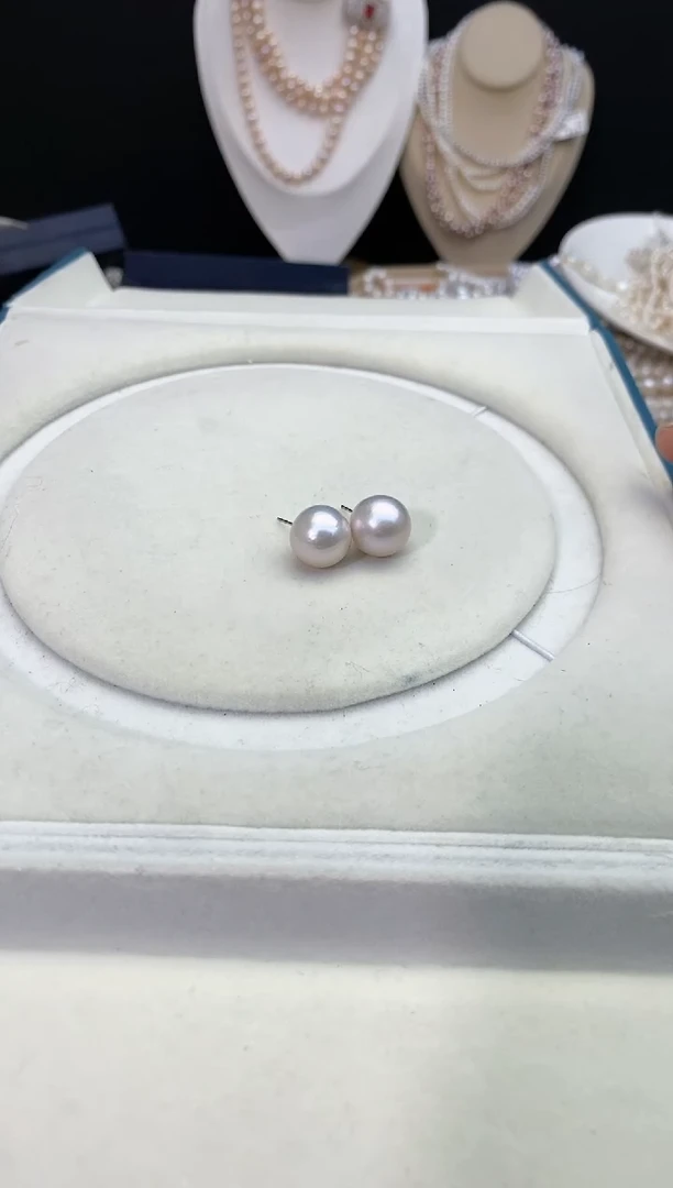 【闪购商品】淡水珍珠14银S925镶嵌耳钉*强光