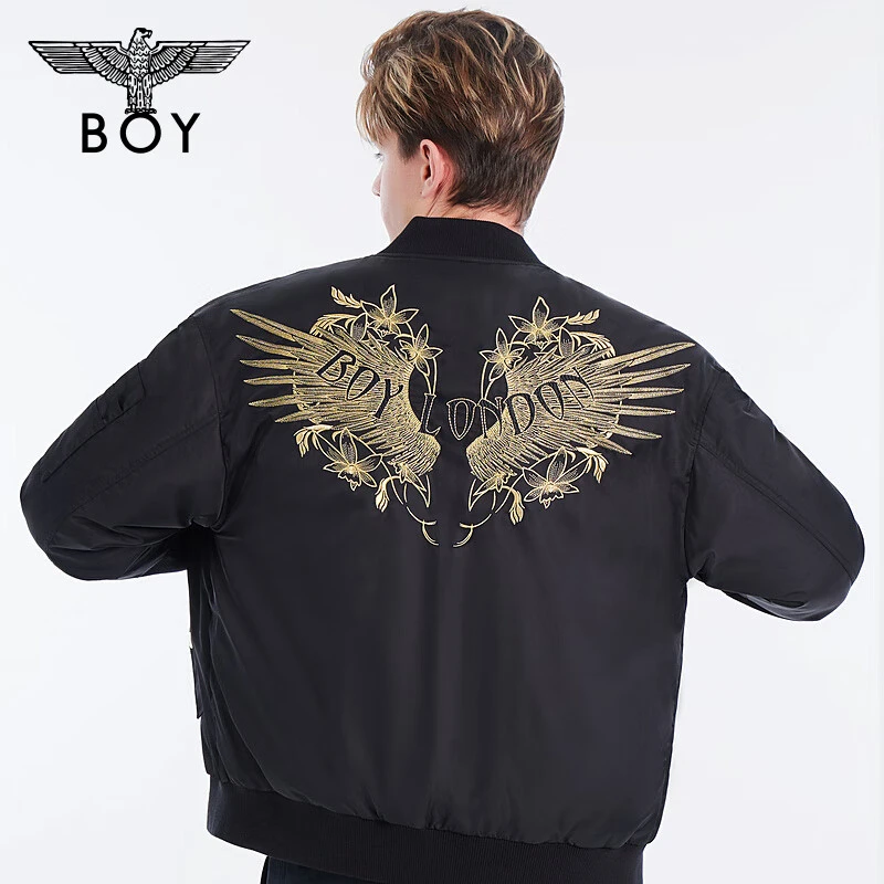 【兰羽之翼】BOYLONDON男友风心形翅膀绣花潮流圆领短款棉服 N29902
