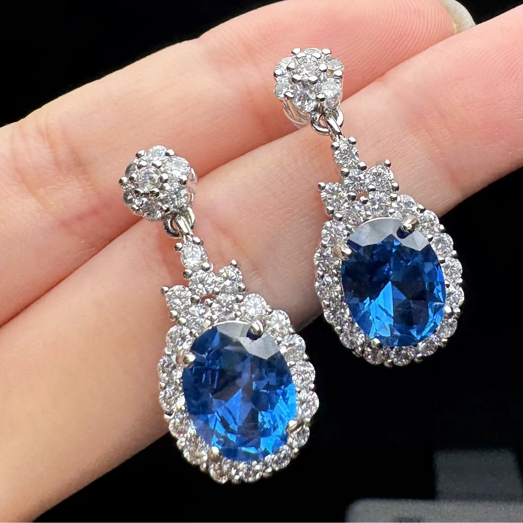 合成(培育)尖晶石气质时尚-精工合金培育耳饰497