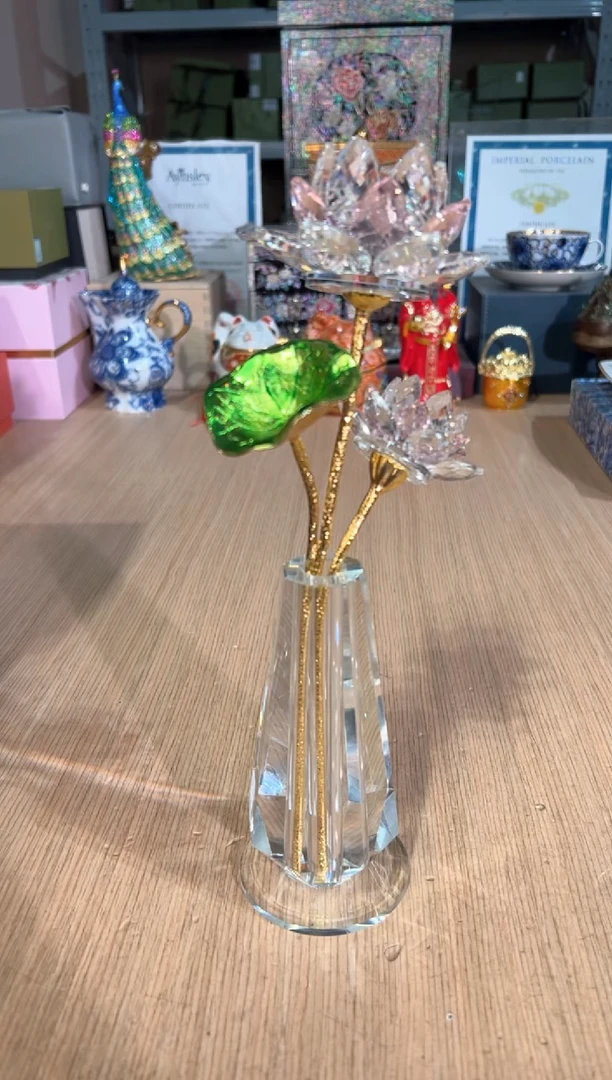 【闪购商品】杯26粉水晶两朵荷花