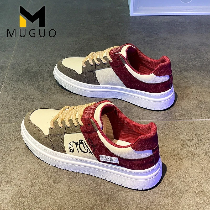 夏季潮牌网红爆款休闲低帮板鞋高级百搭男士夏季鞋透气鞋红鞋带潮