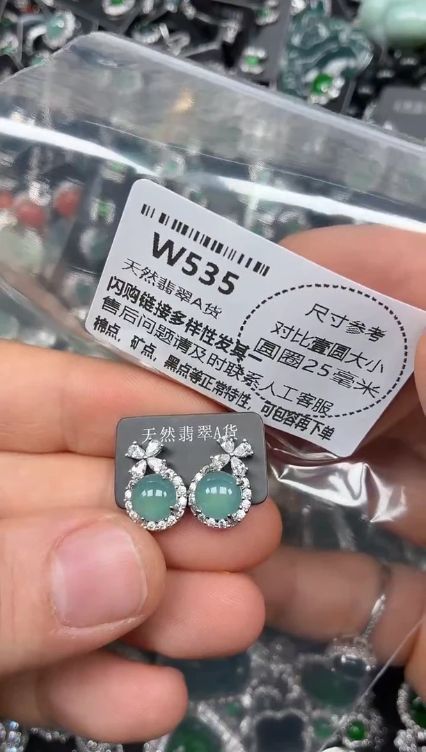 颈饰未镶嵌翡翠W535耳钉