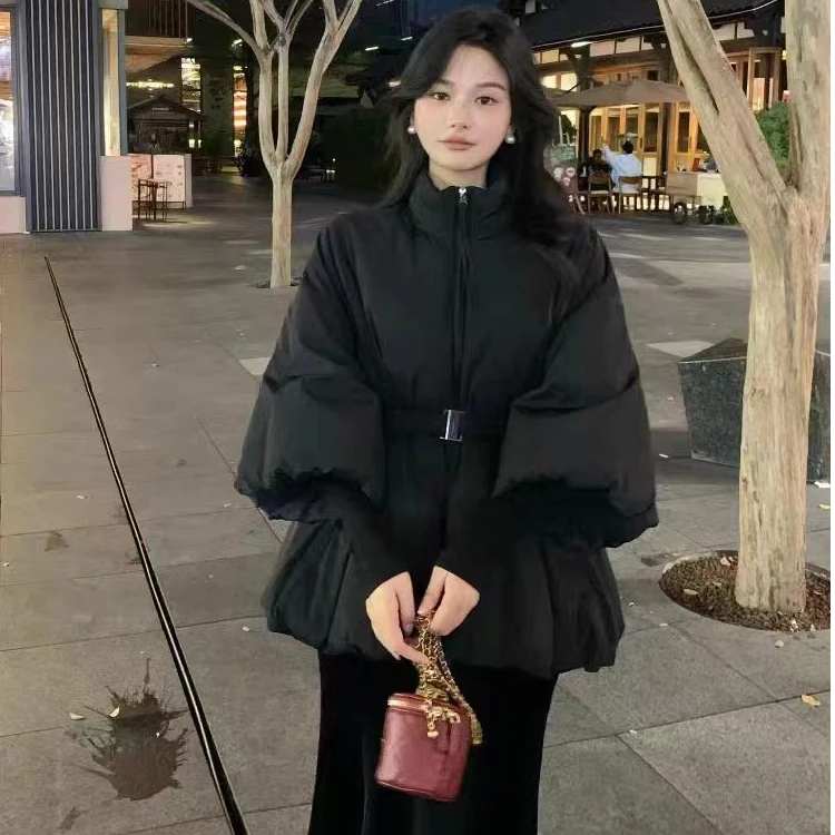 24330高级感气质保暖羽绒面包服女黑色小香风