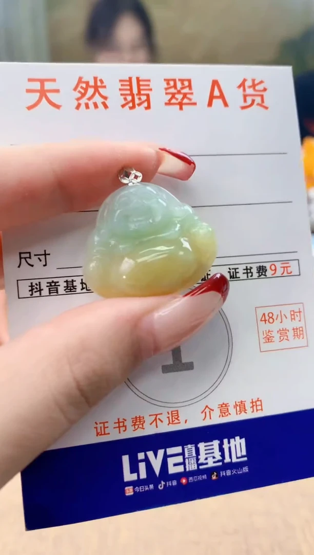 颈饰18K金镶嵌翡翠天然A货翡翠挂件