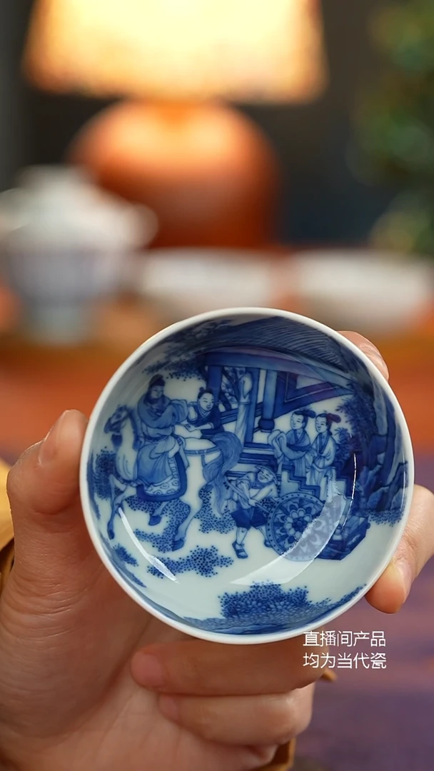 天心雅器慕古长亭送别图卧足杯