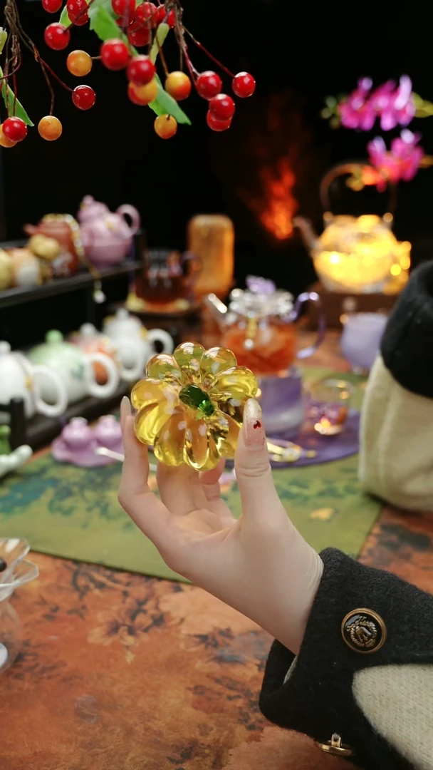 【闪购商品】水晶玻璃南瓜盖置摆件