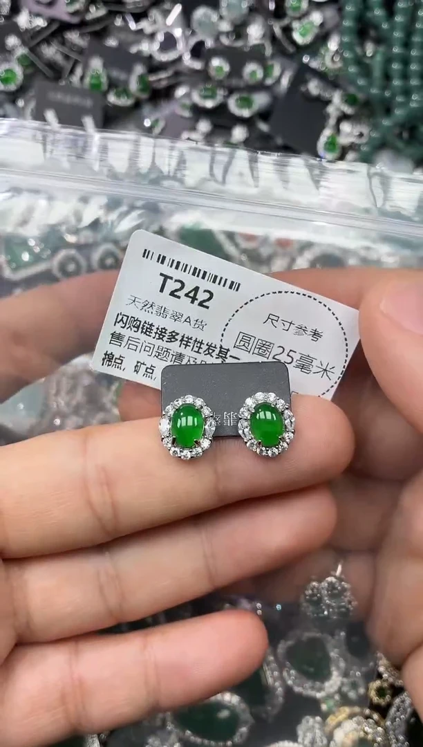 翡翠未镶嵌颈饰T242耳钉