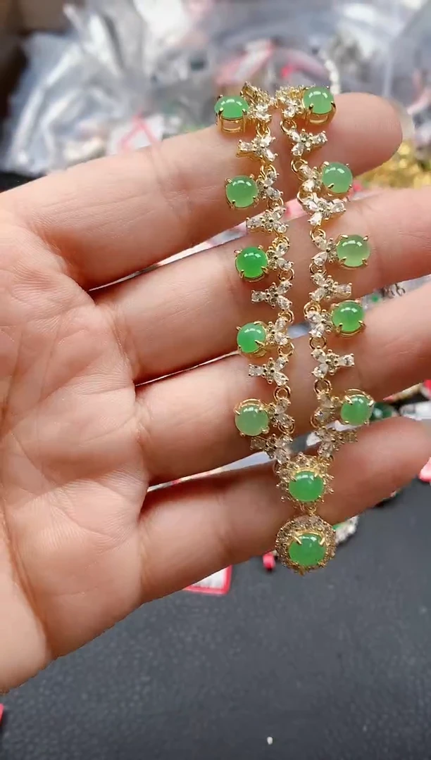 银S925镶嵌戒指翡翠天然A货缅甸翡翠