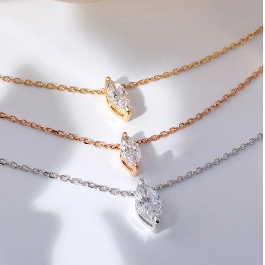 实验室培育钻石18K金钻石项链马眼钻石项链（发一条，多样性发货）