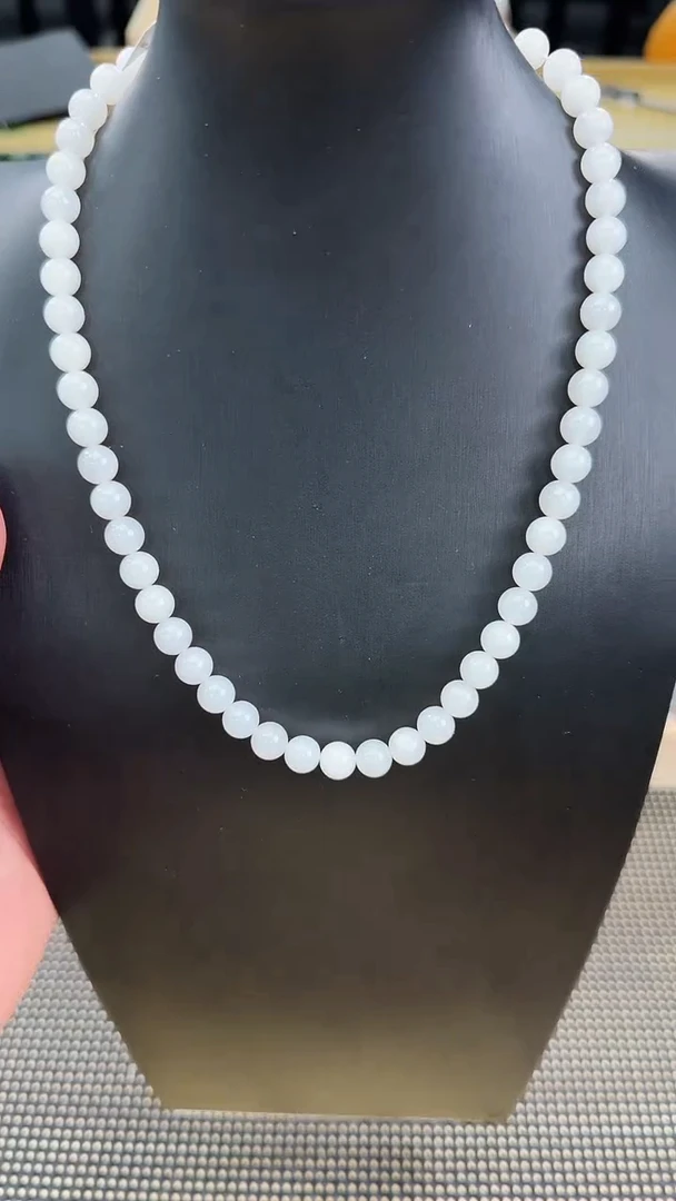 颈饰未镶嵌和田玉白玉项链8*56