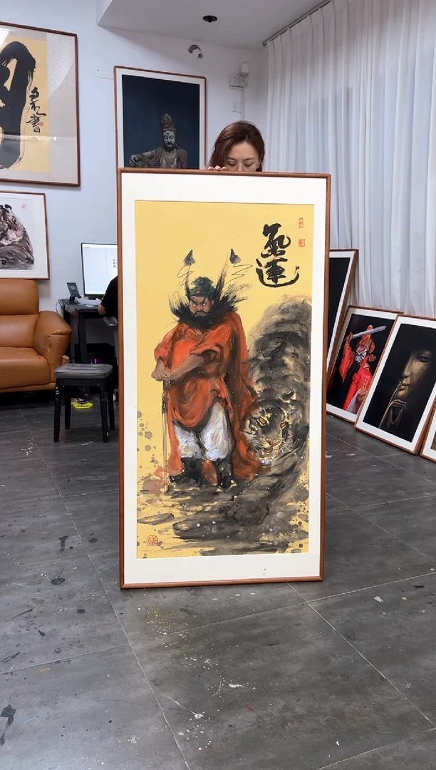 丙烯画旗****?画江湖老师竖版钟馗气运精装裱