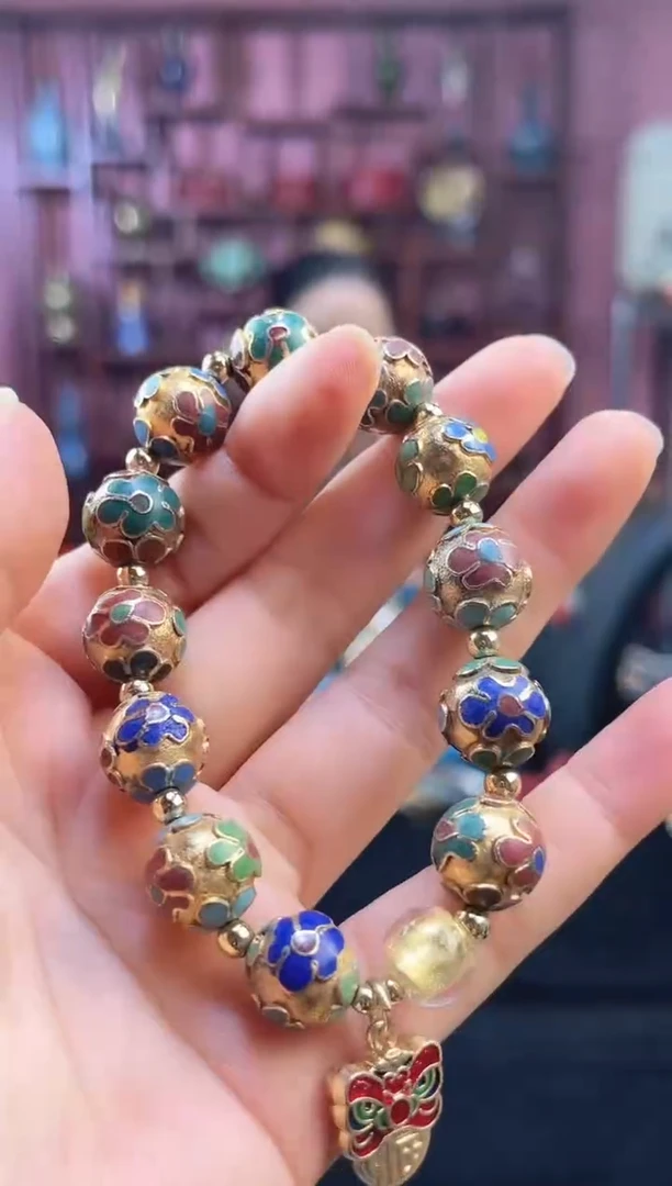 非遗 景泰蓝手串 工美 金地 1.2