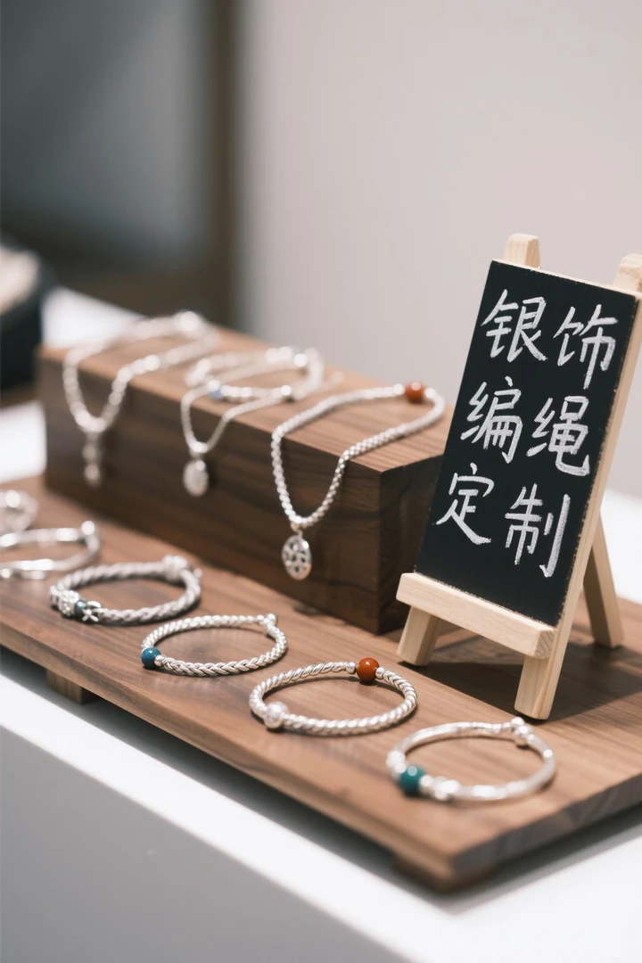 足银手链 足银999DIY直播间定制专属链接银饰编绳细款手工百搭