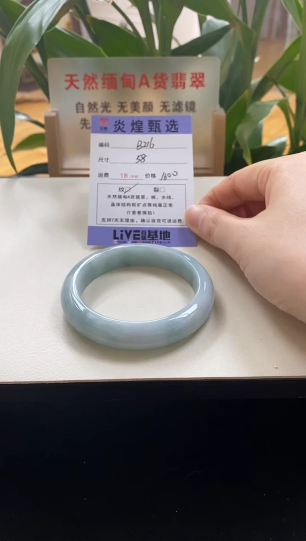 未镶嵌手镯翡翠圈口58.2编码b216