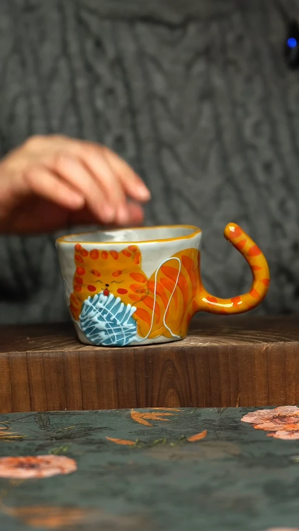 杯釉下彩手工手绘同款陶器
