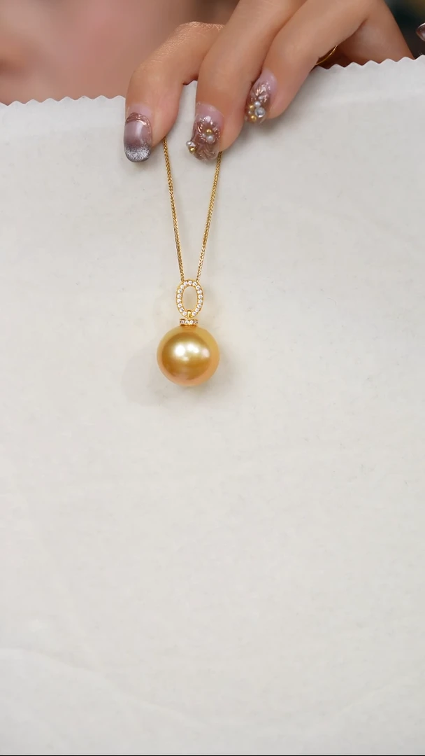 【闪购商品】海水珍珠吊坠(不含链)18K金镶嵌金珠17-18mm